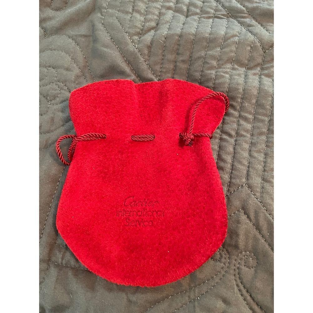Cartier International Service Red Suede Drawstring Jewelry Watch Pouch Bag